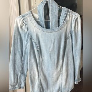 Pilcro and the Letterpress Sky Blue Denim Blouse